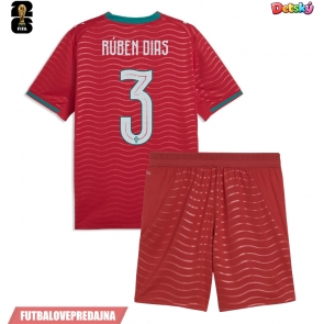 Lacne Dětský Futbalové dres Portugalsko Ruben Dias #3 MS 2026 Krátky Rukáv - Domáci (+ trenírky)